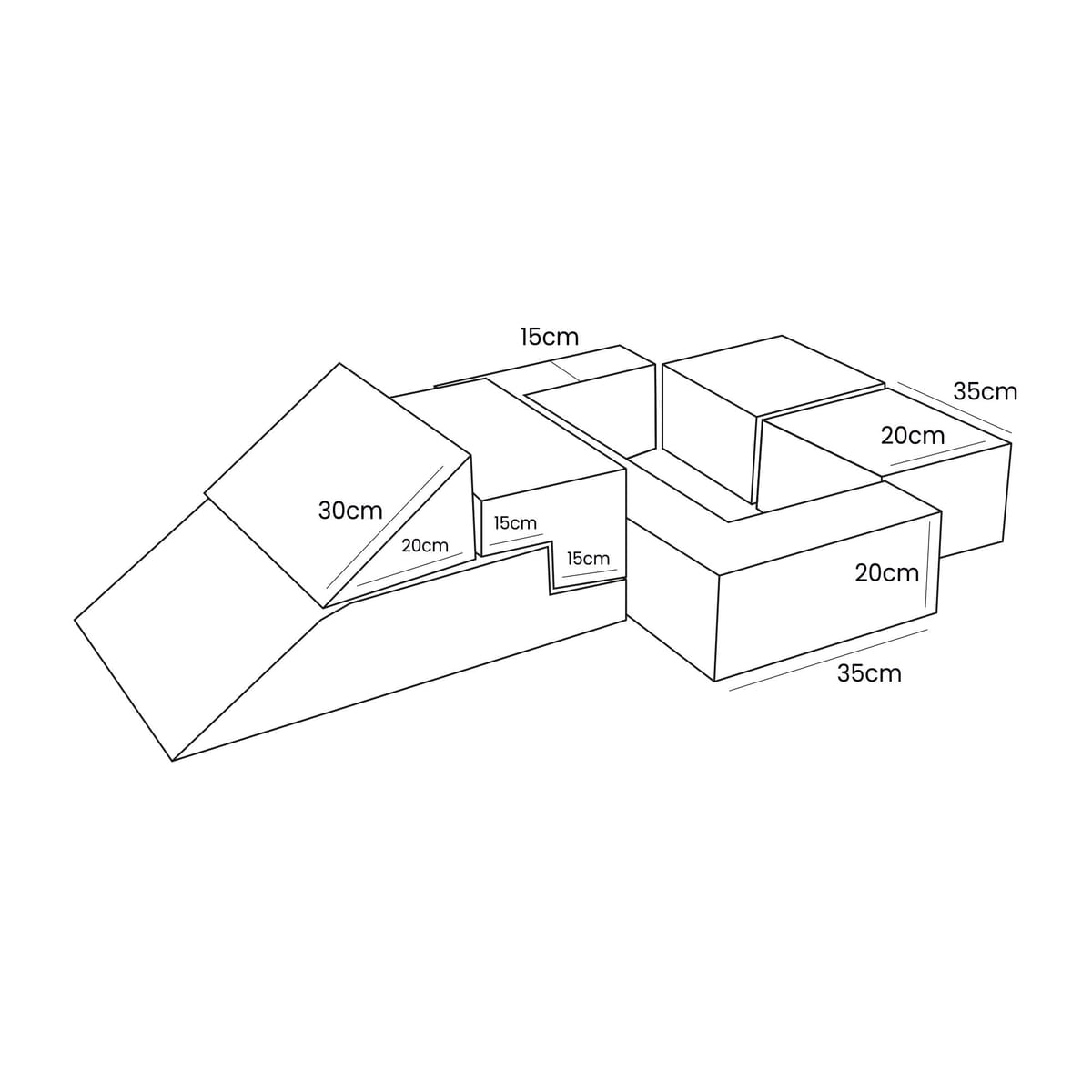 MeowBaby Soft Bricks Modularna Sofa — Pjenasti dječji kauč, 6 elemenata, Ecru