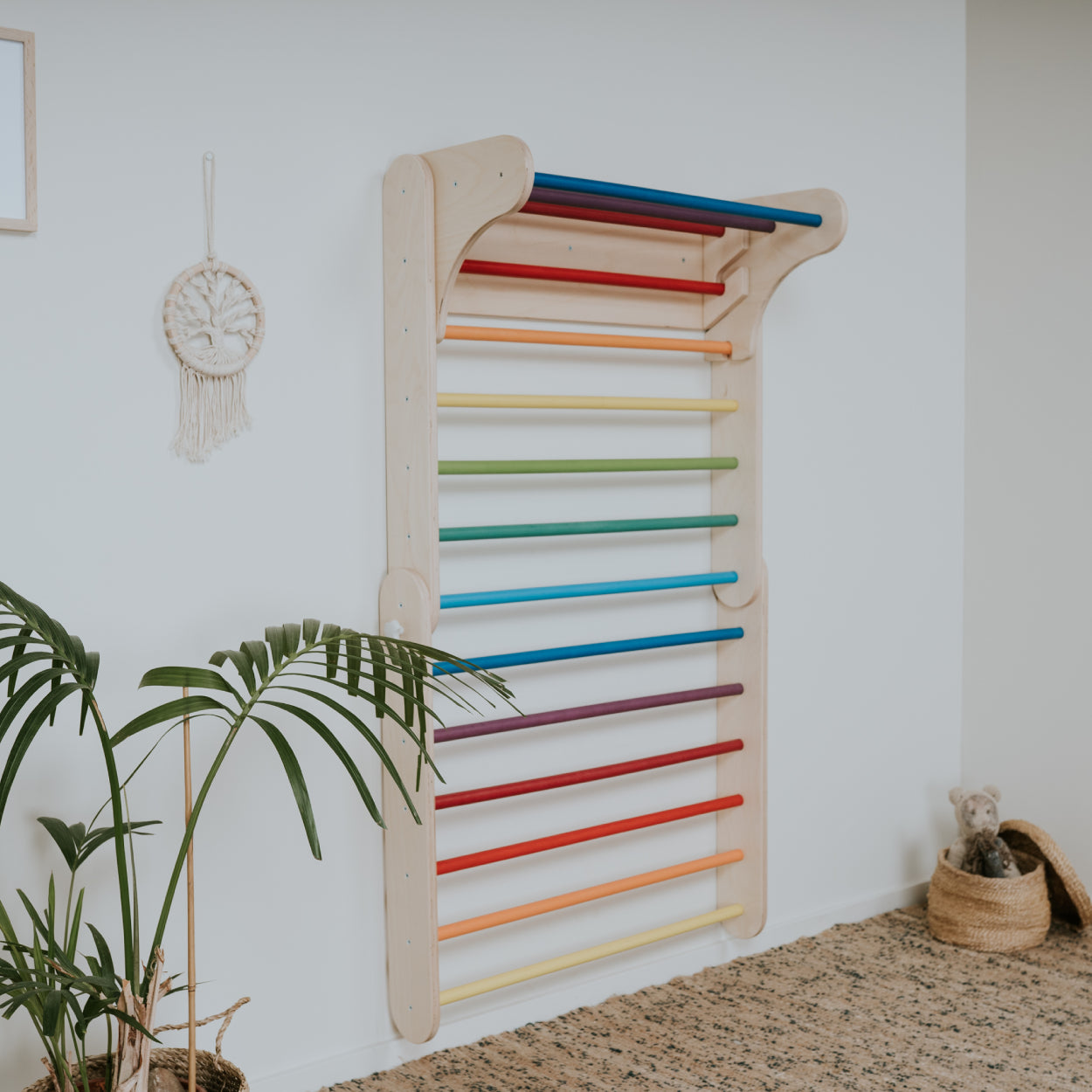 leg&go Švedske zidne ljestve uz veliki tropski cvijet — Pikler Rainbow set