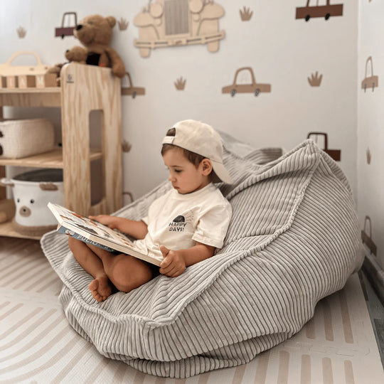 MeowBaby® Aesthetic Velvet Sako Vreća — Dječja vreća za sjedenje, Ecru