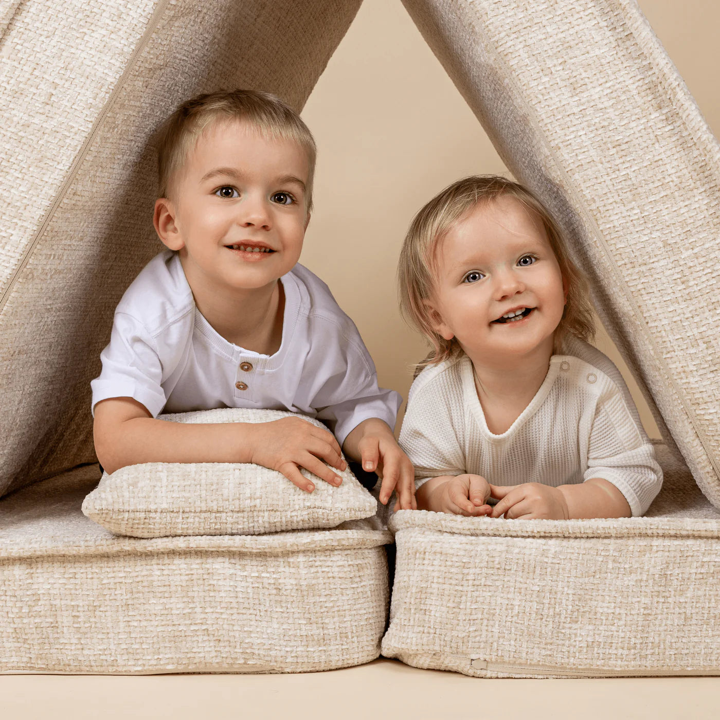 MeowBaby® Srednja Modularna Sofa Slimcord — Dječji kauč od pjene, Ecru
